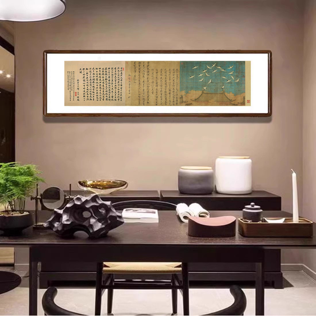 花鸟国画新中式客厅沙发背景墙装饰画办公室挂画宋徽宗赵佶瑞鹤图