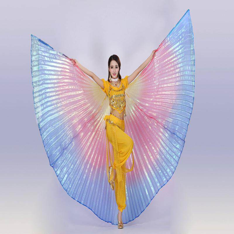 肚皮舞金翅道具3色幻彩翅膀成人演出翅膀舞蹈服度彩色翅膀包邮