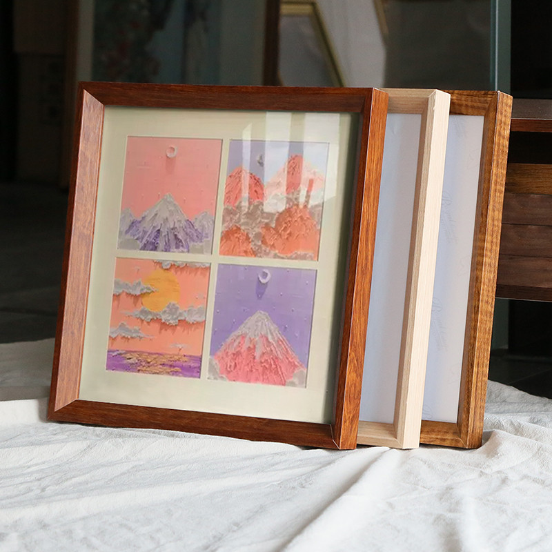 正方形实木画框装裱相框挂墙国画框十字绣裱框钻石画50cm33定制38