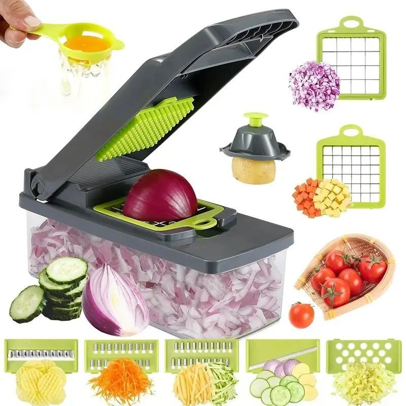 16pcs/Set Vegetable Chopper Onion Chopper Handle Food Grate