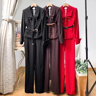 高货~厚实款！垂坠重感！欧洲单/帅气时装套装西裤女秋冬