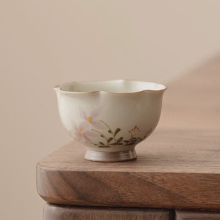 草木灰小雏菊花蕾杯喝茶杯陶瓷主人杯单杯家用功夫茶具品茗杯茶盏