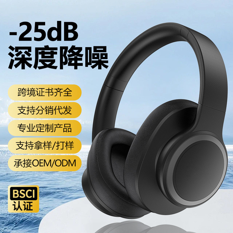 跨境爆款蓝牙耳机头戴式ANC主动降噪超长无线音乐耳麦3D立体耳套