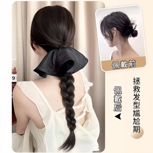 推荐 假发辫子发夹女后脑勺大肠发圈麻花辫高扎低扎长马尾发饰假发