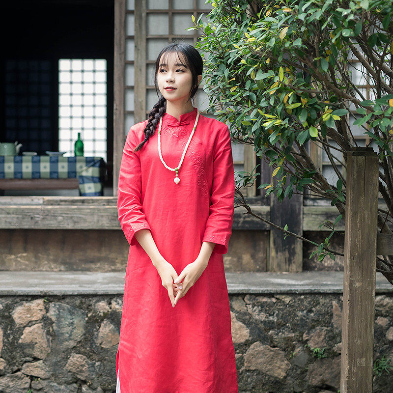 远镇中长款春刺绣民国盘扣中国风,女装/女士精品,连衣裙,淘宝优惠券,粉丝福利购,淘宝优惠卷