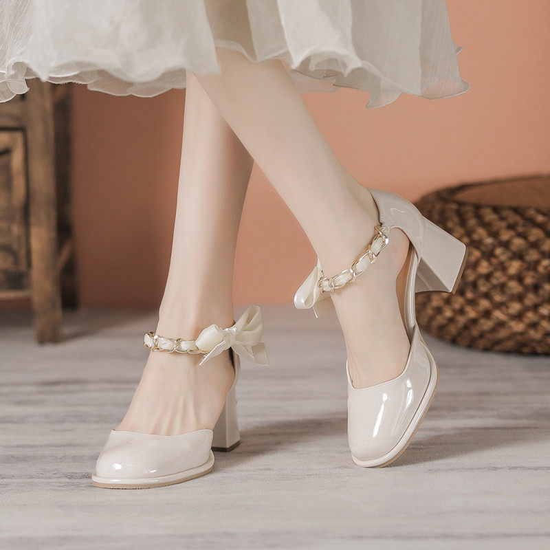 包头凉鞋女2024新款夏季不累脚仙女风粗跟配绝美法式高跟单鞋,女鞋,时装凉鞋,淘宝优惠券,粉丝福利购,淘宝优惠卷