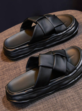 一眼中意你~黑色凉鞋女 时尚拖鞋夏季外穿2025新款夏季厚底爆款潮