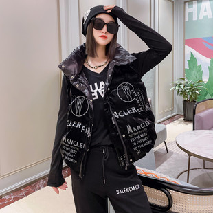 羽绒棉马甲女短款2021冬韩版宽松黑色坎肩马服冬季潮