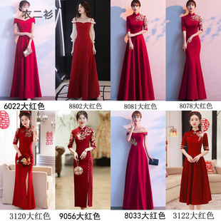 礼仪服装迎宾小姐服颁奖年会中国风大红色酒店开业