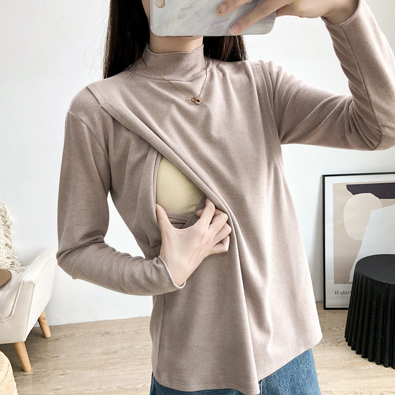 哺乳打底衫产后妈妈装宽松长袖睡衣秋冬孕妇外出半高领喂奶衣,孕妇装/孕产妇用品/营养,家居服上装,淘宝优惠券,粉丝福利购,淘宝优惠卷
