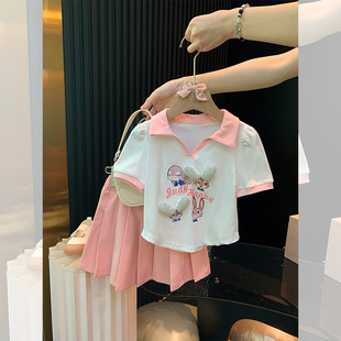 小沐沐jk套装女孩网红炸街夏装儿童女宝宝洋气两件套 时髦