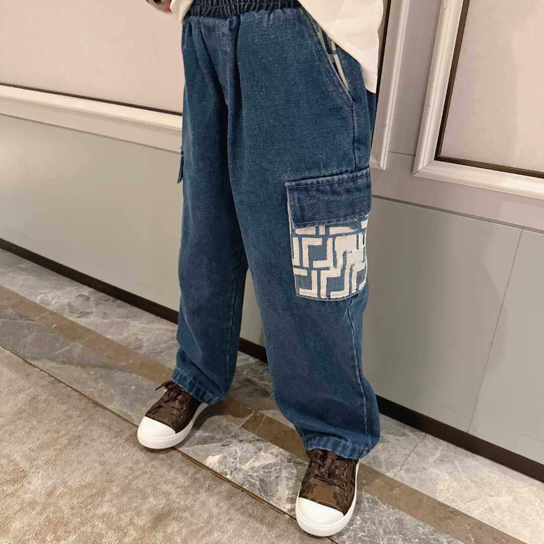 重工水洗字母绣花直筒大口袋潮款单宁男松紧腰裤装,童装/婴儿装/亲子装,儿童牛仔裤,淘宝优惠券,粉丝福利购,淘宝优惠卷