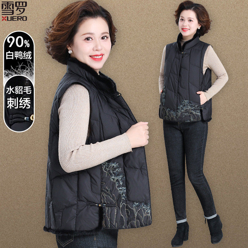 中老年人女式羽绒服马甲外穿奶奶冬装大码妈妈马夹秋冬季