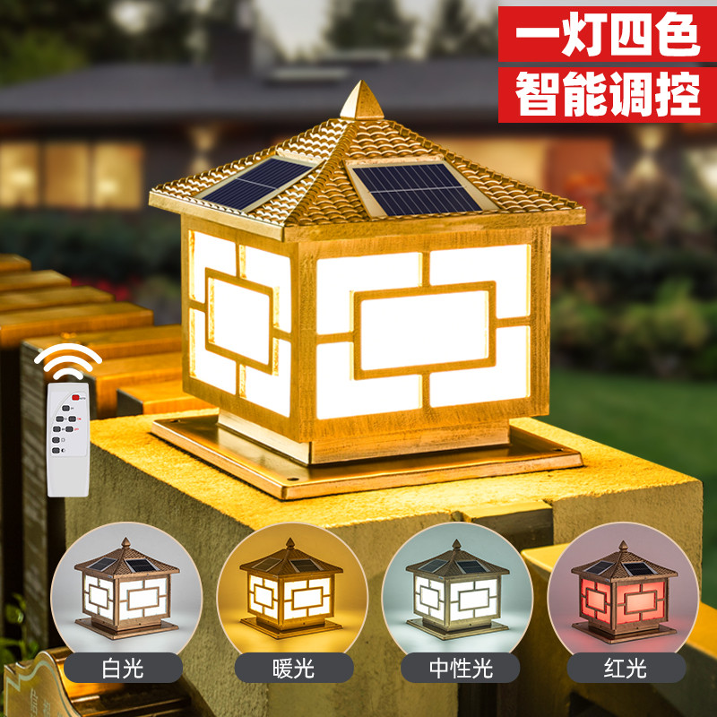 2025太阳能柱头灯室外围墙花园别墅大门柱子灯户外庭院灯围栏防水