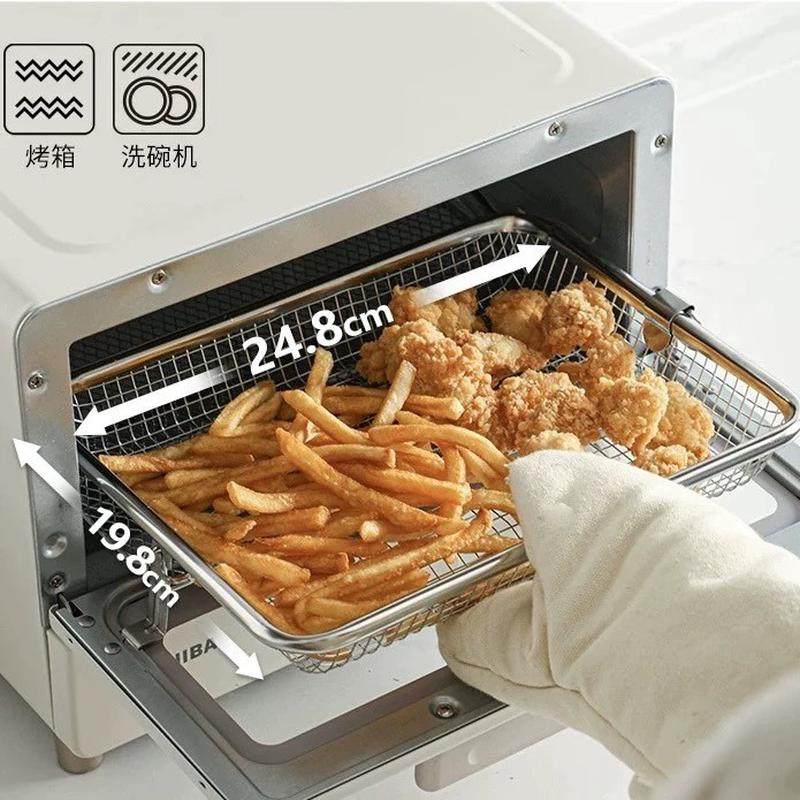 日本进口下村企贩304不锈钢烤箱烤网烤盘炸篮油炸漏网沥水托盘