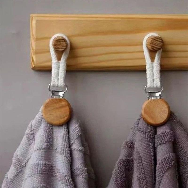 2pcs Towel Hanging Clips Clamps Braided Multipurpose Cotton
