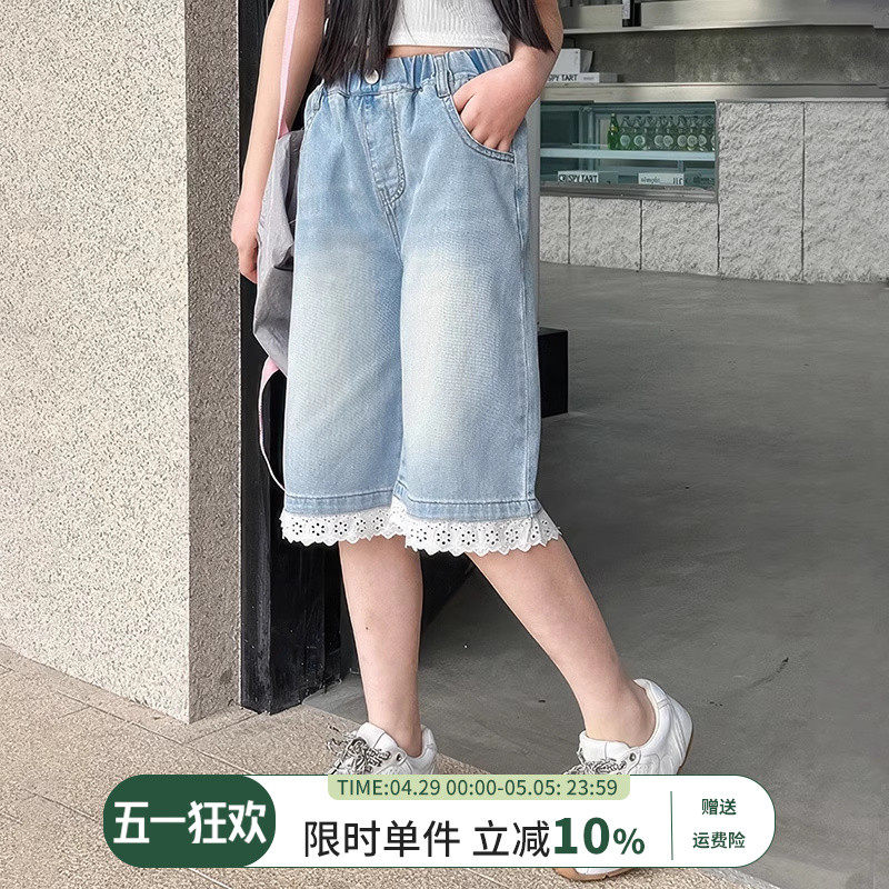 牛仔七分裤夏款2025新款女大童外穿夏季儿童夏装中裤