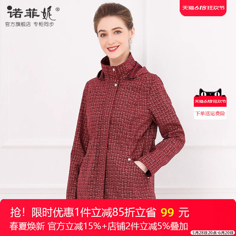 中年2025春装新款喜庆红色中长款风衣妈妈保暖百搭女