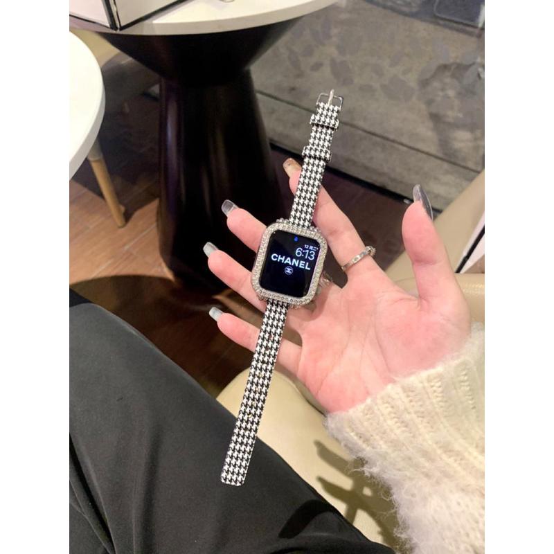适用applewatch7苹果s8手表带尼龙表带帆布细iwatch68435代se腕带