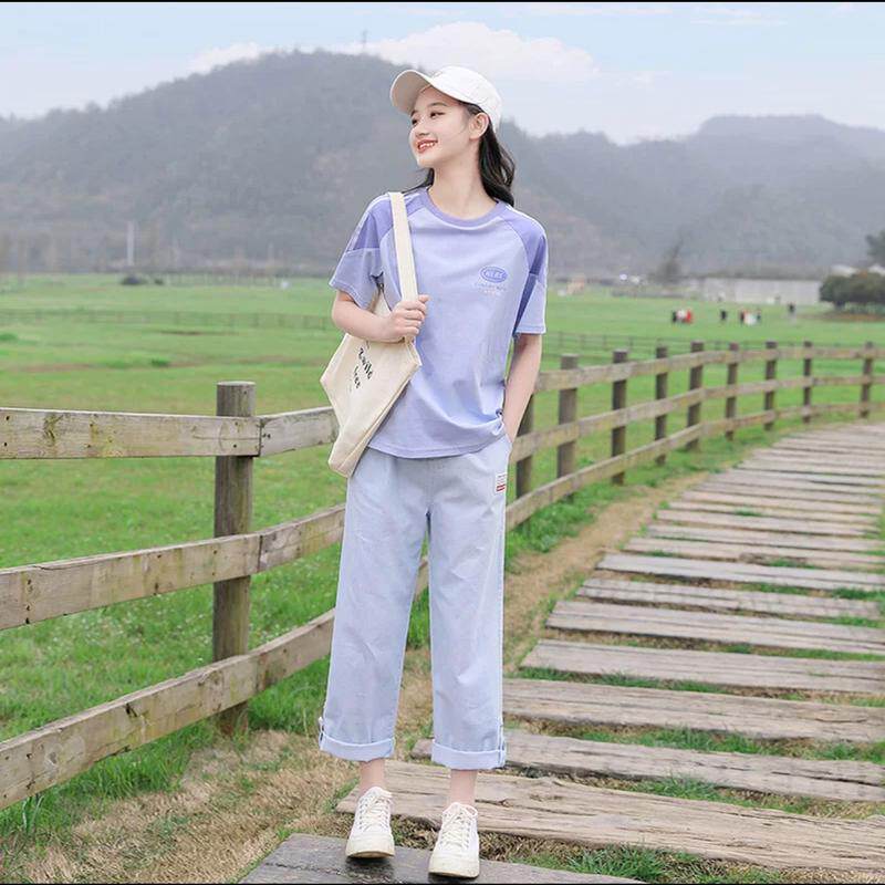 学生套装2024夏季新款13大童14岁少女15高中生女孩夏装两件套
