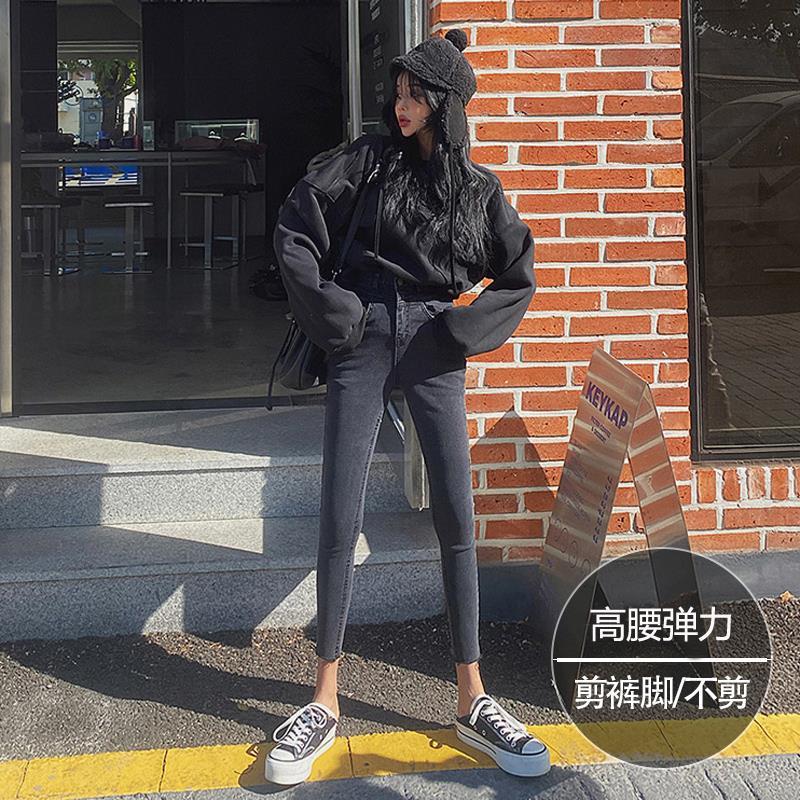 韩国女2025春季新款黑色小脚小个子八分九分铅笔裤