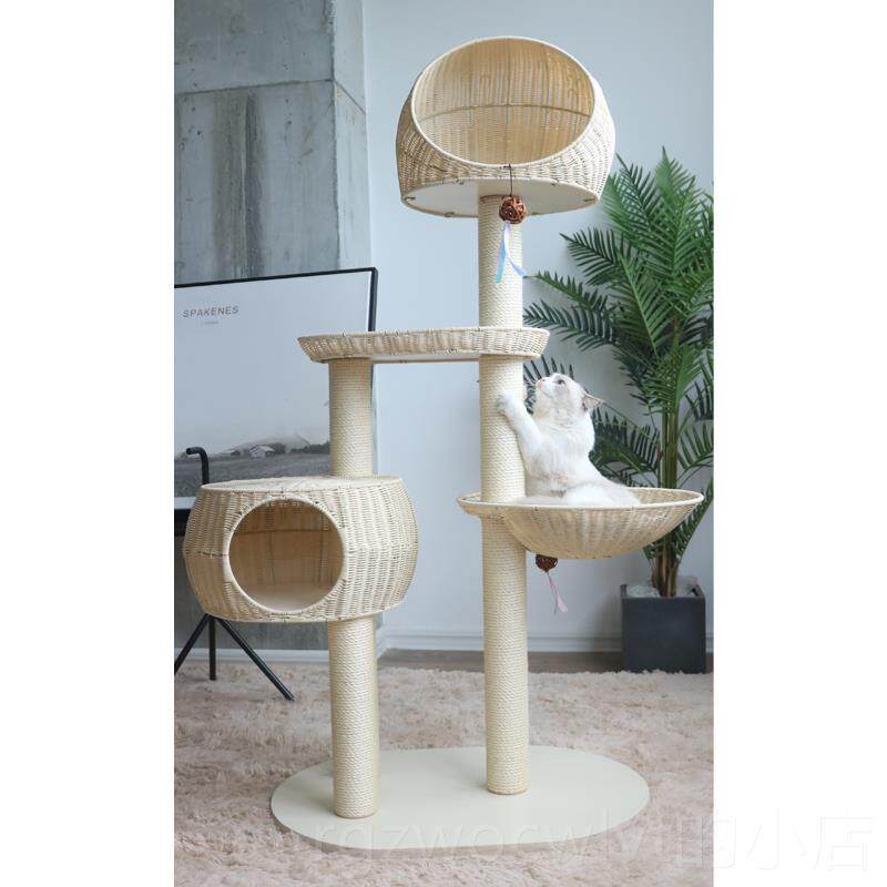高档猫爬架大型编藤咪玩子具猫窝猫树一体猫房猫别墅屋猫咪猫抓柱