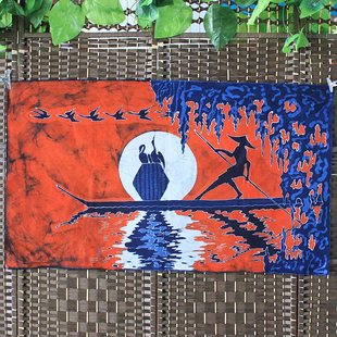 苗族蜡染画渔翁民族特色工艺品壁挂礼品手工制作餐厅酒吧装饰壁画