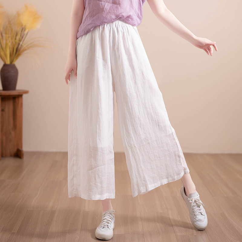 中国风纯色苎麻双层九分裤女2024夏季新款休闲宽松中式阔腿裤,女装/女士精品,休闲裤,淘宝优惠券,粉丝福利购,淘宝优惠卷