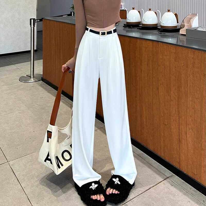 白色冰丝裤女夏季薄款梨形身材胖mm显瘦遮胯小个子垂感阔腿裤,女装/女士精品,大码裤装,淘宝优惠券,粉丝福利购,淘宝优惠卷