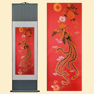 古蜀锦四川特色文化丹凤朝阳手工纪念礼物蜀绣卷轴挂画商务送礼