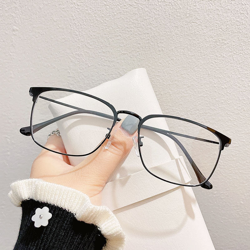 金属流线眼镜框架男士潮ins方框大脸眼睛框镜架近视可配度数散光,ZIPPO/瑞士军刀/眼镜,眼镜架,淘宝优惠券,粉丝福利购,淘宝优惠卷