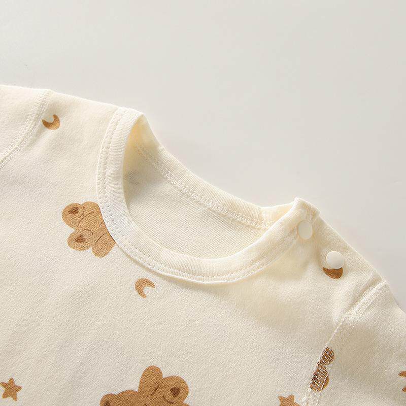 婴儿睡衣内衣棉春秋高腰护肚初生分体套装宝宝秋衣秋裤打底衣厂家