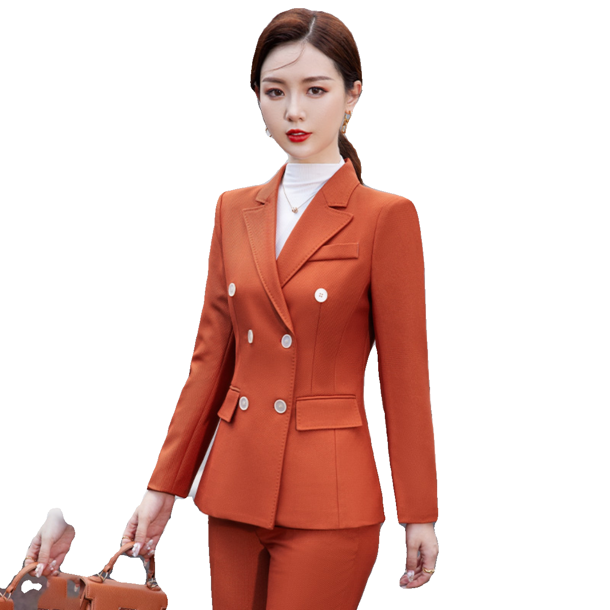 春秋双排扣长袖女休闲职业装气质时尚套装