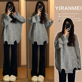 孕妇装 宽松设计感显瘦加厚圆领 时尚 毛衣秋冬2024新款 韩版
