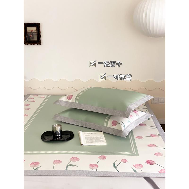 夏天冰丝凉席美貌印花空调软席母婴用凉而不冰可水洗凉感席三件套