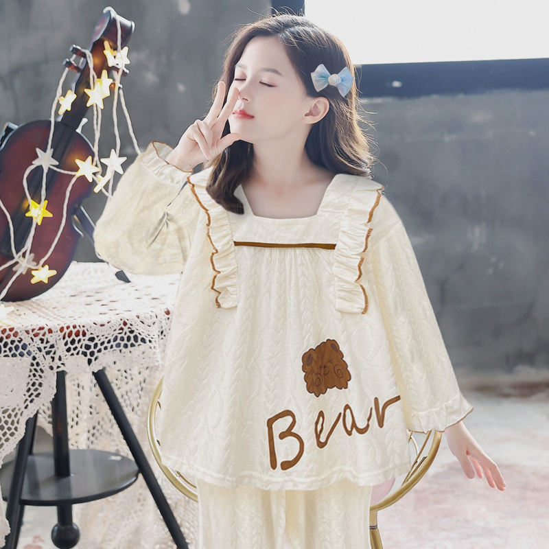 2025新款卡通睡衣长袖春秋款纯棉儿童公主风可外穿居服套装,童装/婴儿装/亲子装,家居服套装,淘宝优惠券,粉丝福利购,淘宝优惠卷