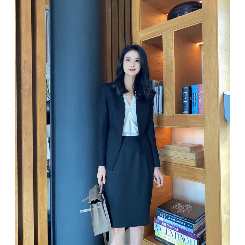 新款职场套裙套装女V领时尚两件套