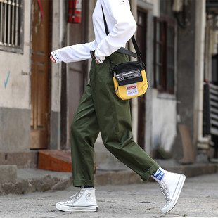军绿色女春秋工装裤秋冬小个子直筒休闲萝卜老爹2025新款