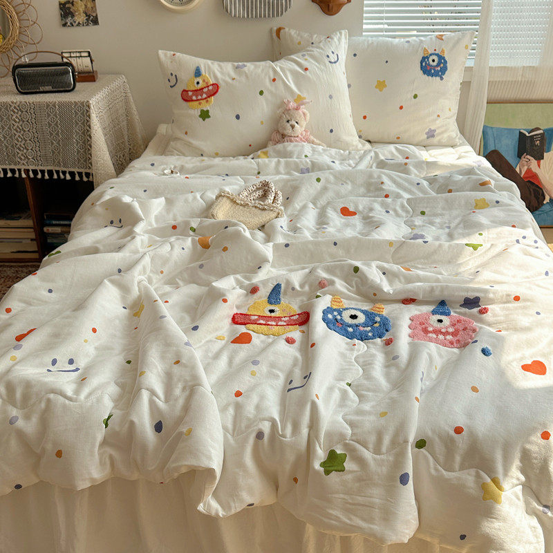 A类母婴级全棉双层纱刺绣夏凉被三件套卡通儿童夏季空调被薄被子,床上用品,化纤被,淘宝优惠券,粉丝福利购,淘宝优惠卷