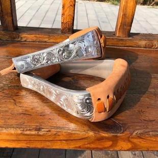 户外西部鞍马镫安全马蹬马术马鞍雕花马脚蹬马鞍配件铝安全脚蹬