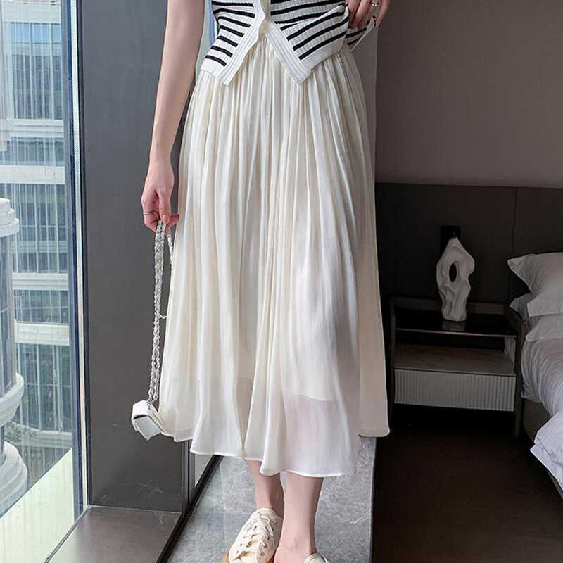 珠光琉璃纱百搭裙裤夏女2024新款显瘦轻薄透气超仙百褶阔腿女