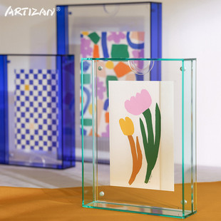 亚克力磁吸A4相框摆台海报透明画框装裱桌面摆件托盘收纳盒