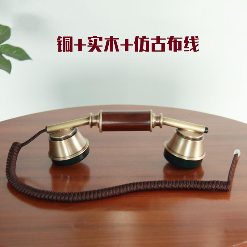 欧式实木仿古古董固定座机田园风格老式电话机曲线手柄听筒话筒