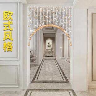 饰半挂帘子商用免打孔 水晶门帘珠帘过道隔断帘家用玄关卧室客厅装