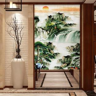 门帘家用卧室隔断帘客厅书房厕所山水画装 中式 饰高山流水挂帘布艺