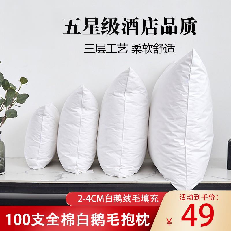 鹅毛羽绒靠垫芯羽毛抱枕芯酒店沙发靠背腰垫办公室大靠枕床头靠垫