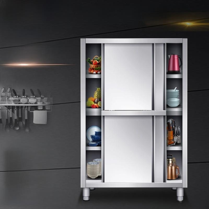 酒店商用304不锈钢四门厨房碗柜橱柜推拉保洁柜家用储物餐具柜