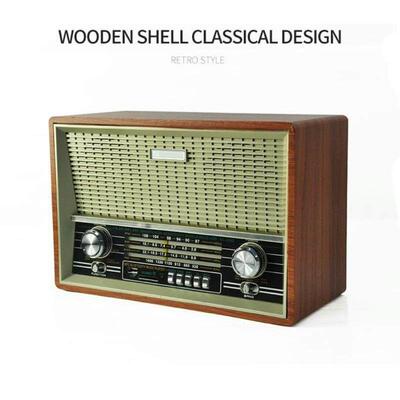 欧美覆古收音机台式老人老式插卡蓝牙音箱摇控调频中波短波广播AI
