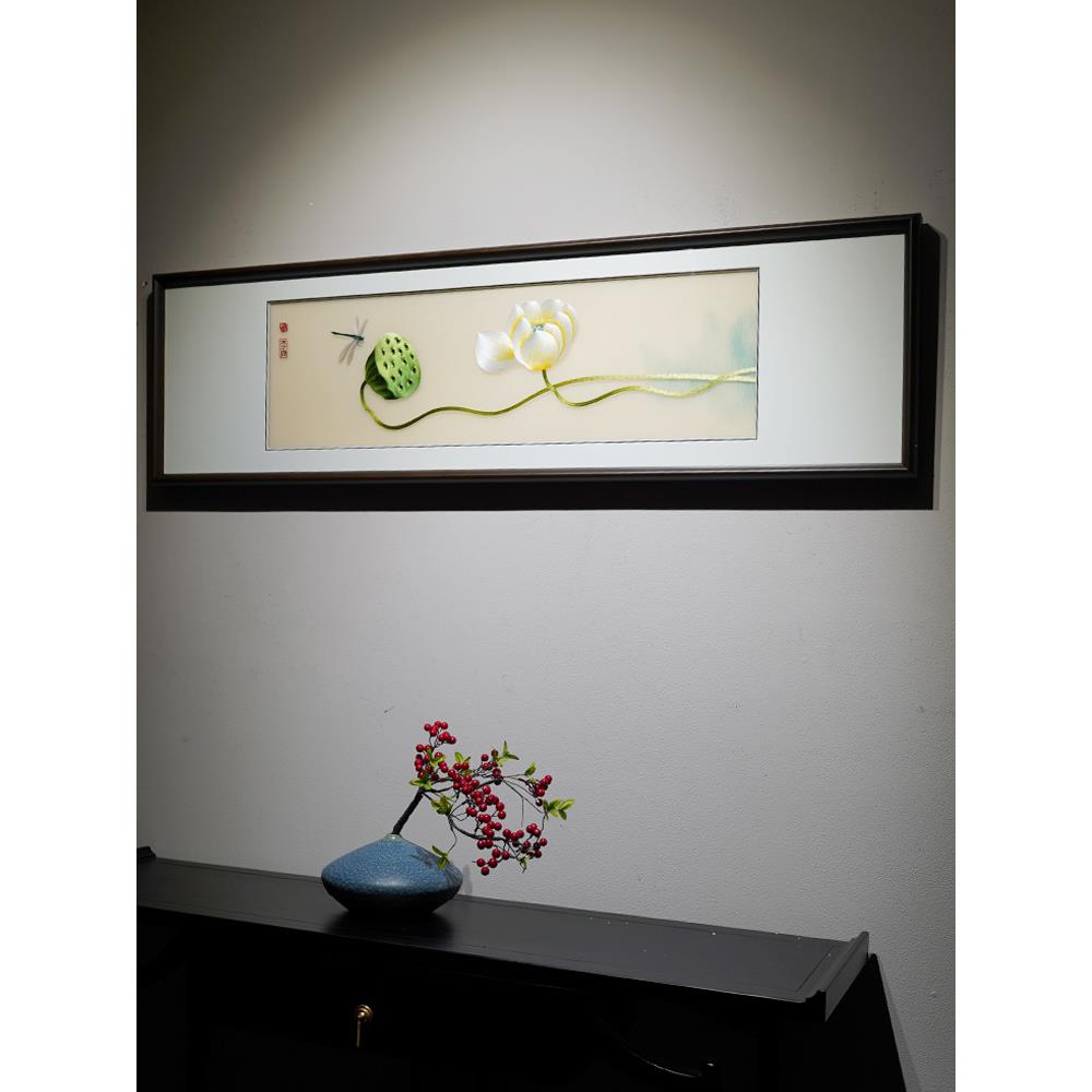 客厅沙发背景墙装饰画高端轻奢纯手工刺绣艺术苏绣新中式成品挂画图片
