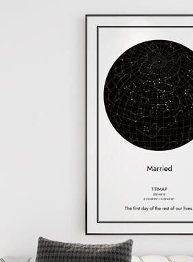 星空客厅装饰画星图定制starmap高端墙画礼物沙发背景墙挂画纪念